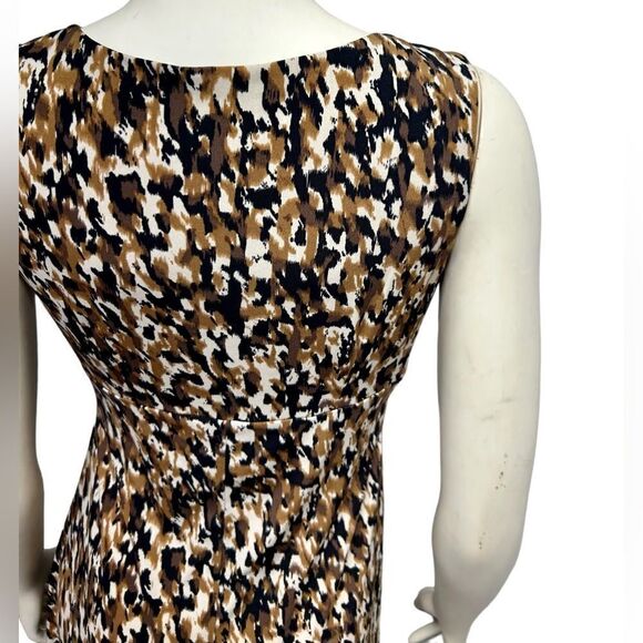 Perceptions New York Sleeveless Knee Length Flowy A-Line Dress Neutral Brown - Picture 5 of 7